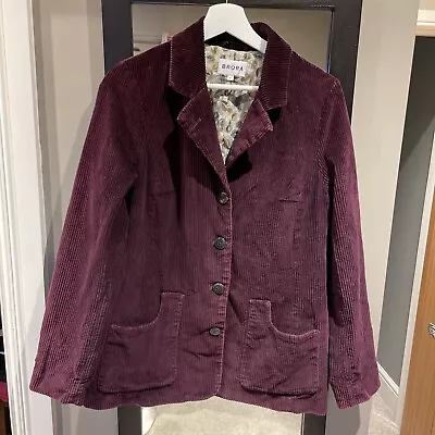 £39.99 • Buy Ladies Brora Uk 12 Burgundy Ribbed 100% Cotton Cord Long Sleeve Jacket Vgc