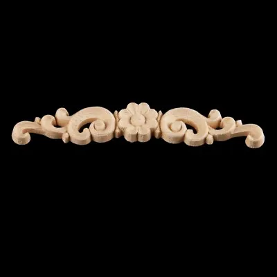 1/4pcs Long Wood Carved Onlay Applique Unpainted Flower Door Wall Décor 16/27cm • $3.64