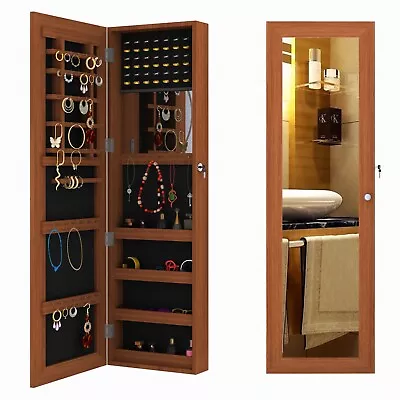 Organizedlife 47.24  Oak Wood Jewelry Mirror CabinetWall/Door Mounted Jewelry • $176.99