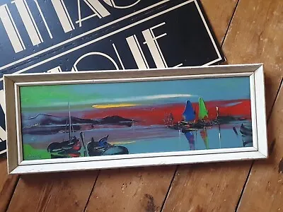 Framed George Deakins Oil Painting Of Sailing Boats Cove Harbour  • £145