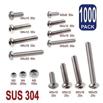 M3 M4 M5 M6 M8 Button Head Socket Screws Hex Machine Stainless Steel 304 Bolts • $45