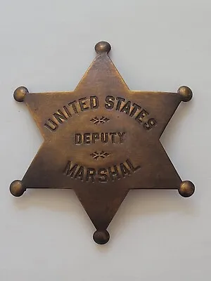 Collectable Western Badge Old West Solid 3  Brass United States Deputy Marshal • $11.65