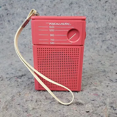 Vintage Realistic AM Transistor Radio Flavoradio Pocket Handheld Pink Red 12-203 • $32.77