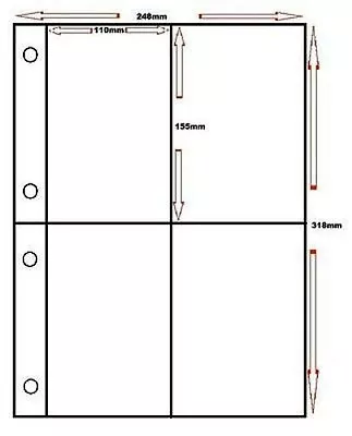£7.65 • Buy 5 SLEEVES FOR GUARDIAN POSTCARD ALBUM 4 CARDS PER PAGE - 6  X 4.25  POCKETS