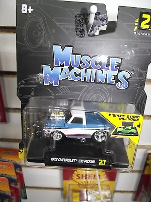 Muscle Machines 1/64 1972 Chevrolet C10 Pick Up Blue & White NIB • $10.75