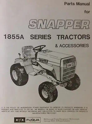 Snapper 1855A Riding Lawn Garden Tractor Parts Manual Massey Ferguson • $87.99