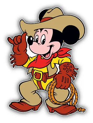 Mickey Mouse Cartoon Cowboy Sticker Bumper Decal - ''SIZES'' • $3.75