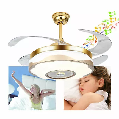 42  Retractable Ceiling Fan 3-Color LED Light Chandelier W/ Night Light 6 Speed • $73.15