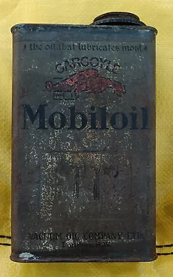 Vintage GARGOYLE MOBILOIL TT Oil Can With Spout Racing Motor Oil Advertising • $151.55
