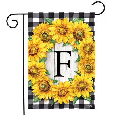 Sunflowers Monogram F Garden Flag • $9.86