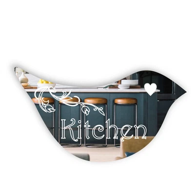 £9.99 • Buy 20cm Floral Dove Acrylic Mirror Door Or Wall Sign - KITCHEN