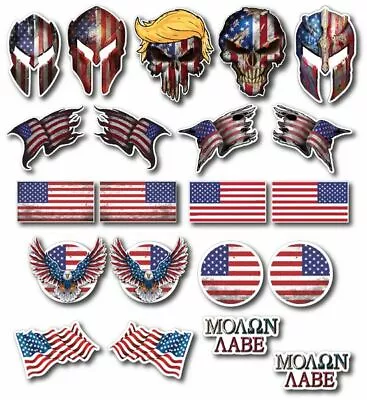 21 Pack Hard Hat Molon Labe Usa American Flag Skull Sticker Decal Car Patriotic • $9.44