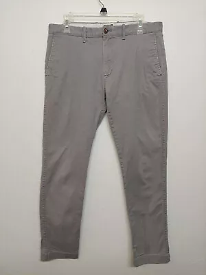 J Crew Flex Chinos Pants Gray 33x32 Cotton Flat Front SLIM Straight Leg Men's • $14.95