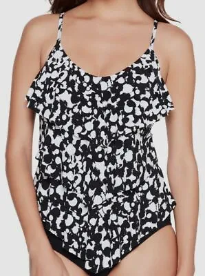 $122 Magicsuit Women's Black Hot Spot Rita Tankini Top Swimwear Size 12 • $39.18