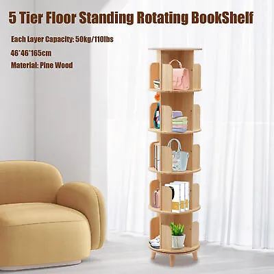 5 Tier 360° Rotating Bookshelf Bookcase Storage Shelf Freestanding Display Rack • $154.85