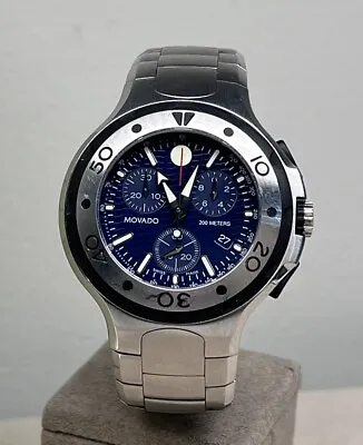 MOVADO Series 800 Men's Watch Blue Dial Chronograph Model 2600020 • $450