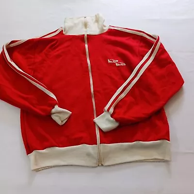 MW Turtle Neck Zipper Closure Men's Red & White Sweatshirt Measured Size Small • $13.59