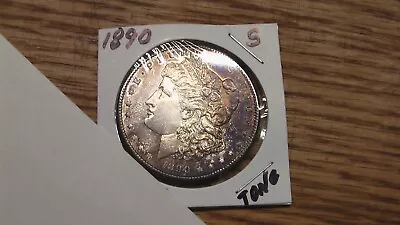 REALLY RARE Rainbow Toned UNCIRCULATED  1890-S US Morgan Silver Dollar • $95