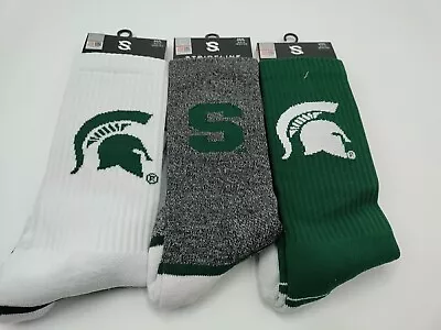 3 Pairs NCAA Michigan State Strideline Premium Crew Socks Full Knit Med / Lg • $31.34