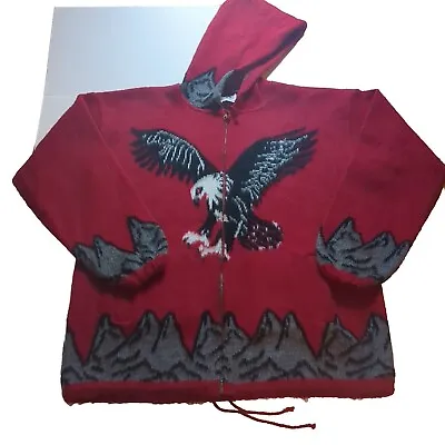Tahuantisuyo Wool Full Zip Sweater Hoodie Made In Ecuador Eagle Mountain Mens XL • $39.99