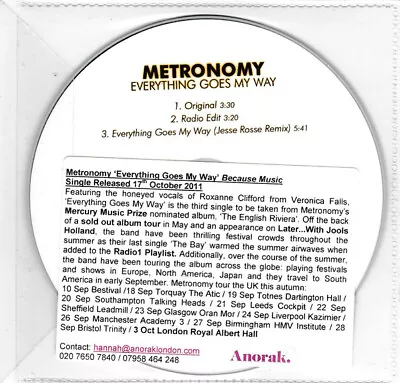 Metronomy - Everything Goes My Way (CDr Single Promo) • £10.49