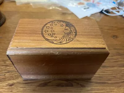 Vtg Procter & Gamble Oak Recipe Box W Orig Retired Company Logo Man Moon & Stars • $50