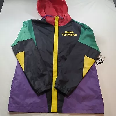 MTV Music Television Windbreaker Jacket Retro Color Block Mens Size Small Nwt • $19.99