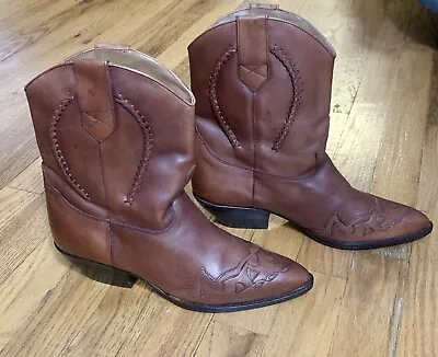 Vintage Western Cowboy Boots - Leather- Women’s 9M - Brown - Made In Brazil • $54.99