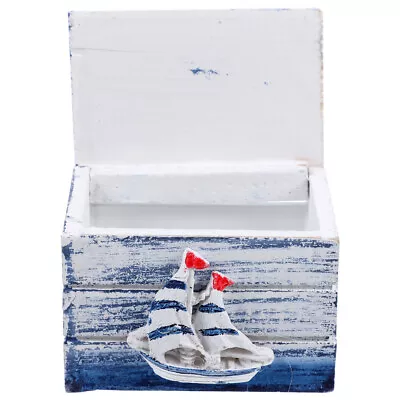 Mediterranean Wooden Jewelry Box With Nautical Decorations • £8.99