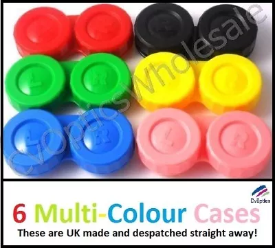 6 X Contact Lenses Lens Storage Soaking Cases Multi Colour • £4.25