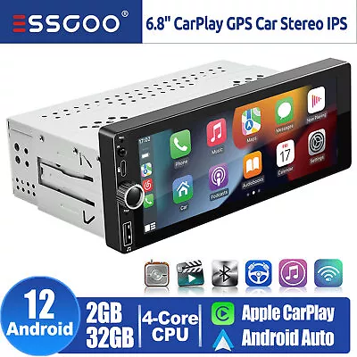 2+32G 7  Single DIN Car Stereo Head Unit Apple Carplay Android 12 Radio BT GPS • $142.95