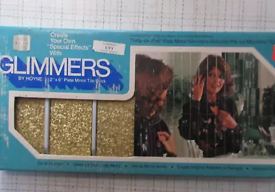 36 Vintage 1970's Glimmers Hoyne Mirror Gold Glass Wall Tile Brick 2  X 6  NOS • $74.99