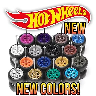 1/64 6 SPOKE DEEP DISH V2 TE37 Real Rider Wheels Rims Rubber Tire Set Hot Wheel • $3.99