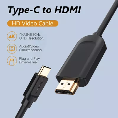 USB C Type C To HDMI Cable TV AV Adapter Tablet HDTV For Samsung HUAWEI Android • £5.79