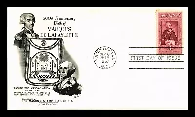 Dr Jim Stamps Us Cover Lafayette 200th Anniversary Fdc Masonic Stamp Club • $0.25