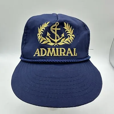 Vintage ADMIRAL Navy Sailor VIP Rope Blue Hat Men's Adjustable Cap Snapback • $27.24
