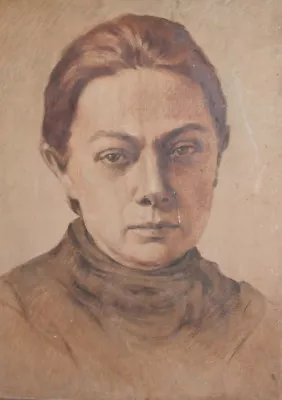 Large Russian Vintage Oil Painting Portrait Of Nadezhda Krupskaya • $288.29