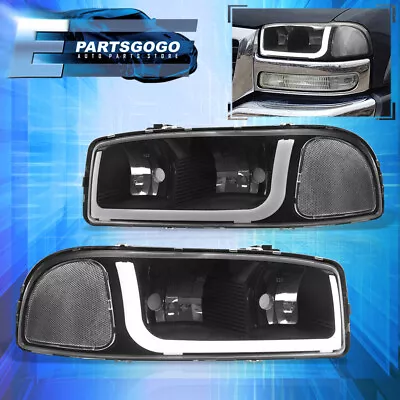 For 99-06 GMC Sierra Yukon XL 1500 2500 LED DRL Black Headlights Lamp Left+Right • $63.99