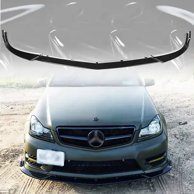 Gloss Black Front Bumper Lip Splitter Spoiler For Benz C Class W204 Sport 11-14 • $74.99