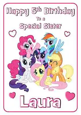 My Little Pony - Personalised Printed A5 Birthday Card -ANY-  Age Relation Name • £2.95