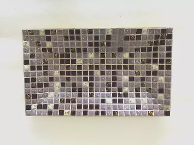 Vintage 60's Purple Gold Lavender White Mosaic Tile Tray 11.5  X 7  MCM Retro • $29