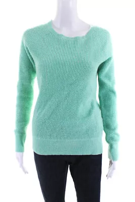 J Crew Womens Waffle-Knit Texture Long Sleeve Pullover Sweater Mint Green Size M • $42.69