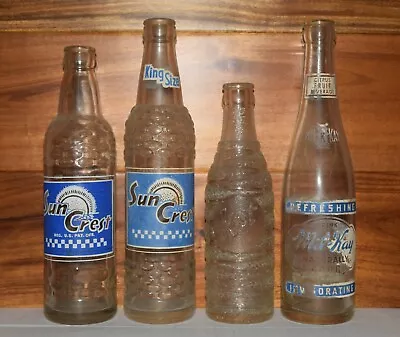 Vintage Lot Of 4 Sun Crest Kist Mil-kay Milkay Clear Glass Soda Bottle Bottles • $8.99