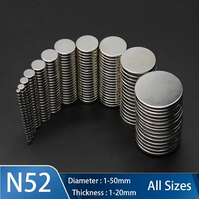 Super Strong N52 Magnets Diameter 1mm-50mm  DIY Craft Neodymium Disc Magnets • $2.52