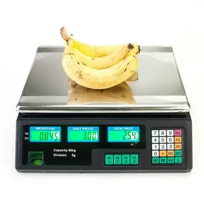 88LB LCD Digital Weight Scale Price Computing Food Meat Produce Deli Market US • $29.99