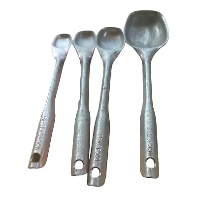 Vintage No Logo  Foley Style  Long Handle Measuring Spoons Stainless Set Of 4 C1 • $13.99