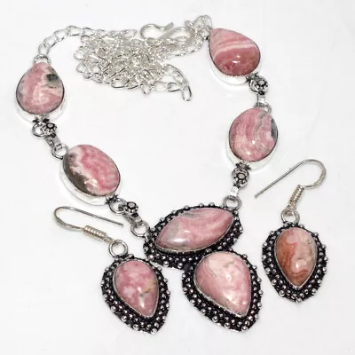 Rhodochrosite 925 Silver Plated New Arrival Necklace Earrings Set 19|1.6  GW • $4.99