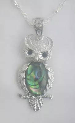 Necklace/Pendant Owl Abalone Shell New W/ Chain Articulated Head Medium • $9.99