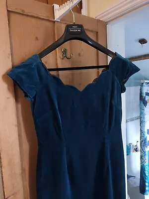 Monsoon Pre-owned Teal Velvet 'twilight' Dress Size 16 • £10
