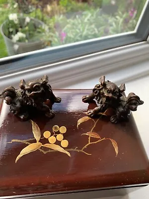 Pair Of Japanese Bronze Lions • £70